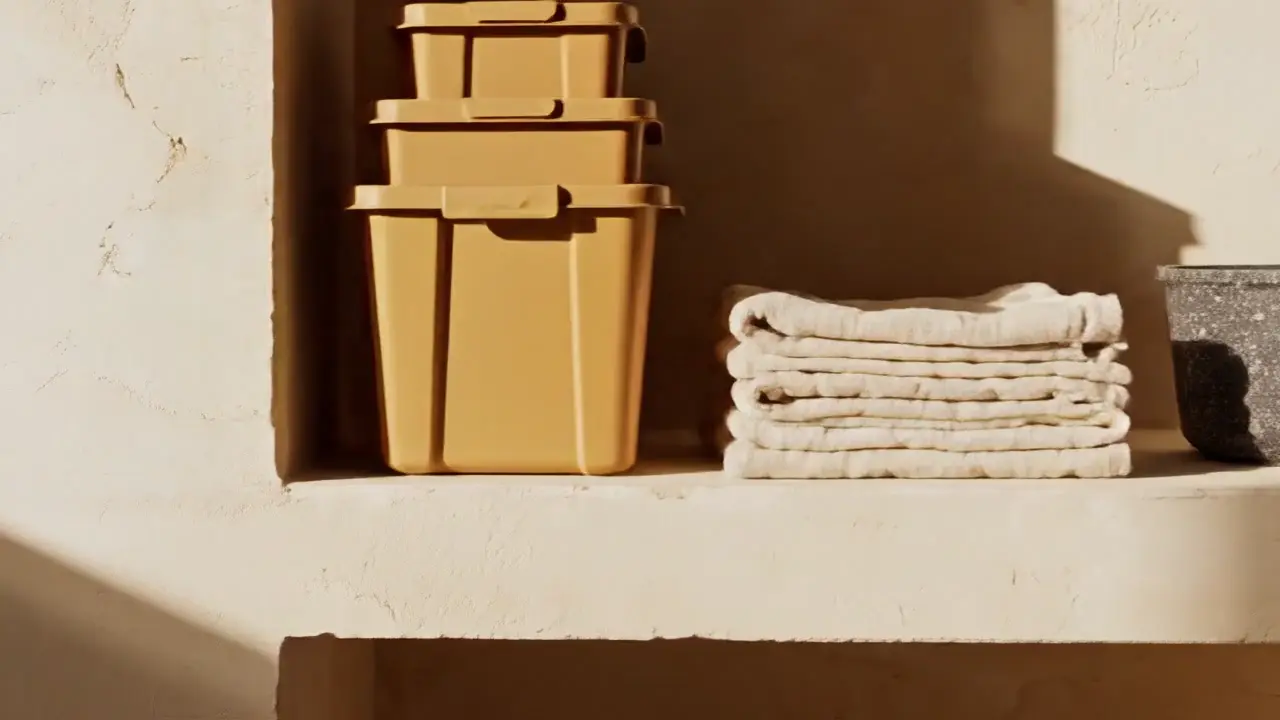 Illustrative shelf display of household goods